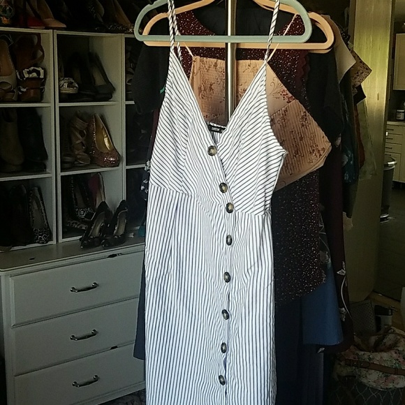 Blue stripped midi dress - Picture 1 of 4